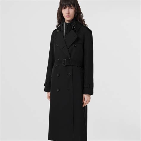 burberry women's 57mm heritage gabardine lace round sunglasses on model|Long Waterloo Heritage Trench Coat in Black.